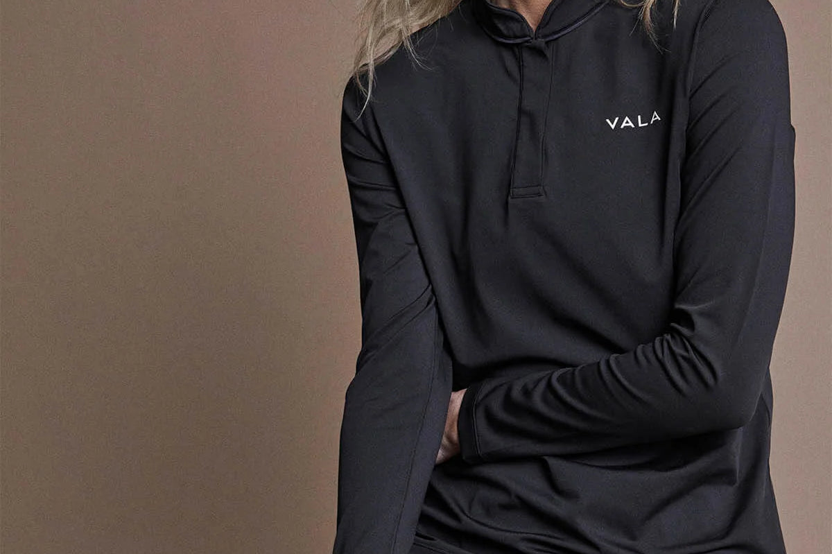 VALA long sleeve equestrian polo black front