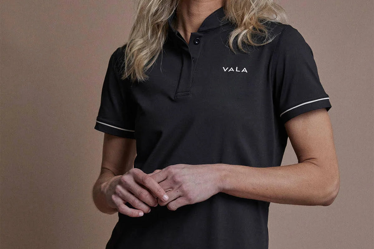 Connected Short Sleeve Equestrian Polo Black  front 