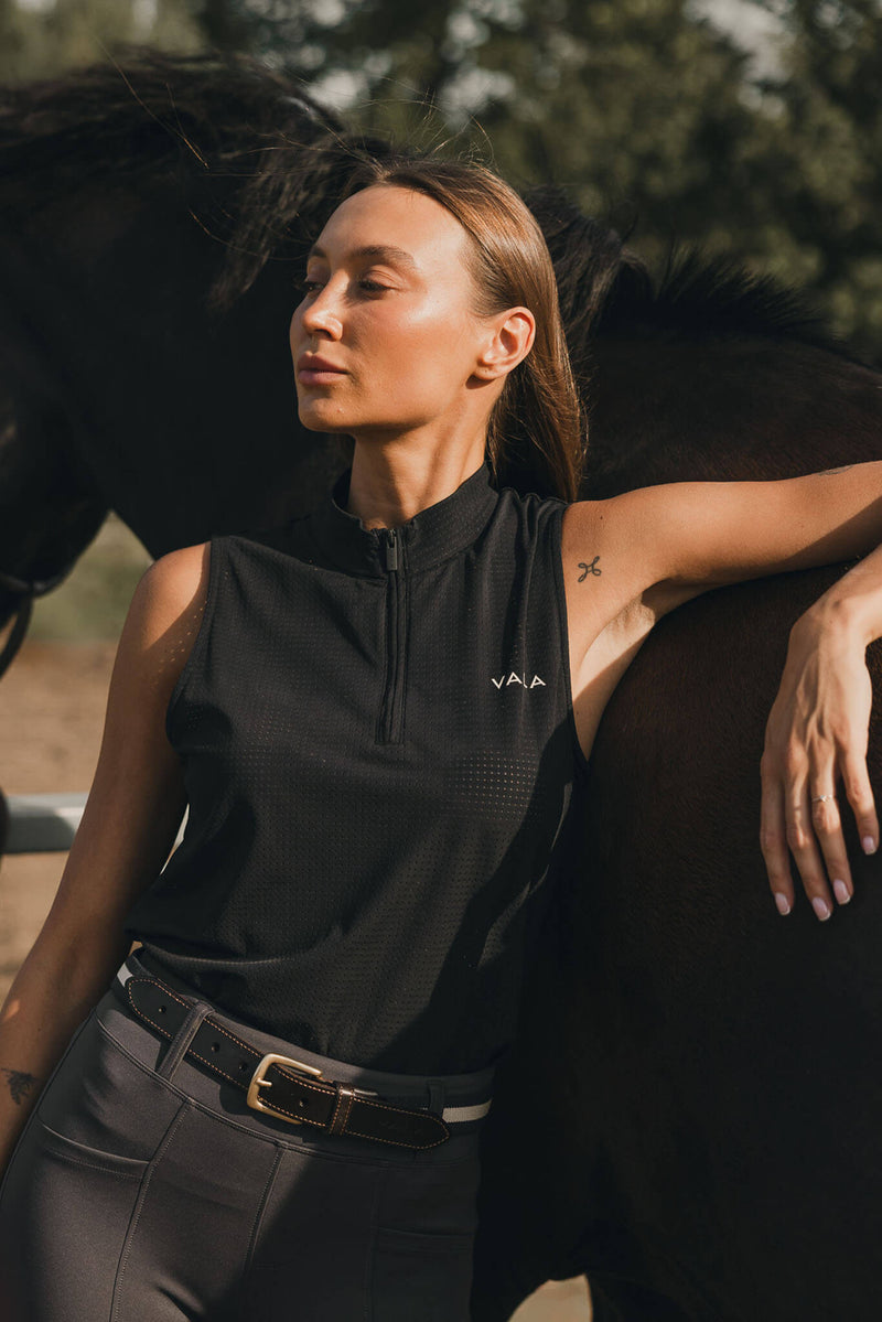 Elsa Mesh S/Less Zip - Black