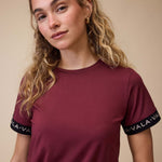 VALA Equestrian Training T Shirt in Deep Cherry - Closeup