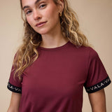 VALA Equestrian Training T Shirt in Deep Cherry - Closeup