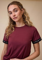 VALA Equestrian Training T Shirt in Deep Cherry - Closeup