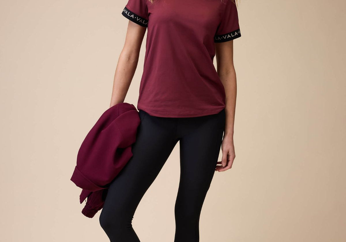 VALA Equestrian Training T Shirt in Deep Cherry
