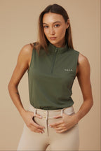 Elsa Mesh Sleeveless Zip - Olive