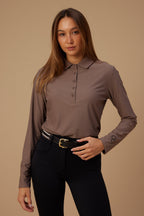 Alegra Long Sleeve Polo - Taupe