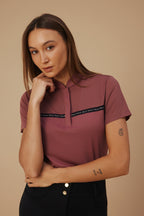 Maison Spliced Short Sleeve Polo - Dark Berry