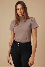 Elsa Mesh Short Sleeve Zip - Taupe