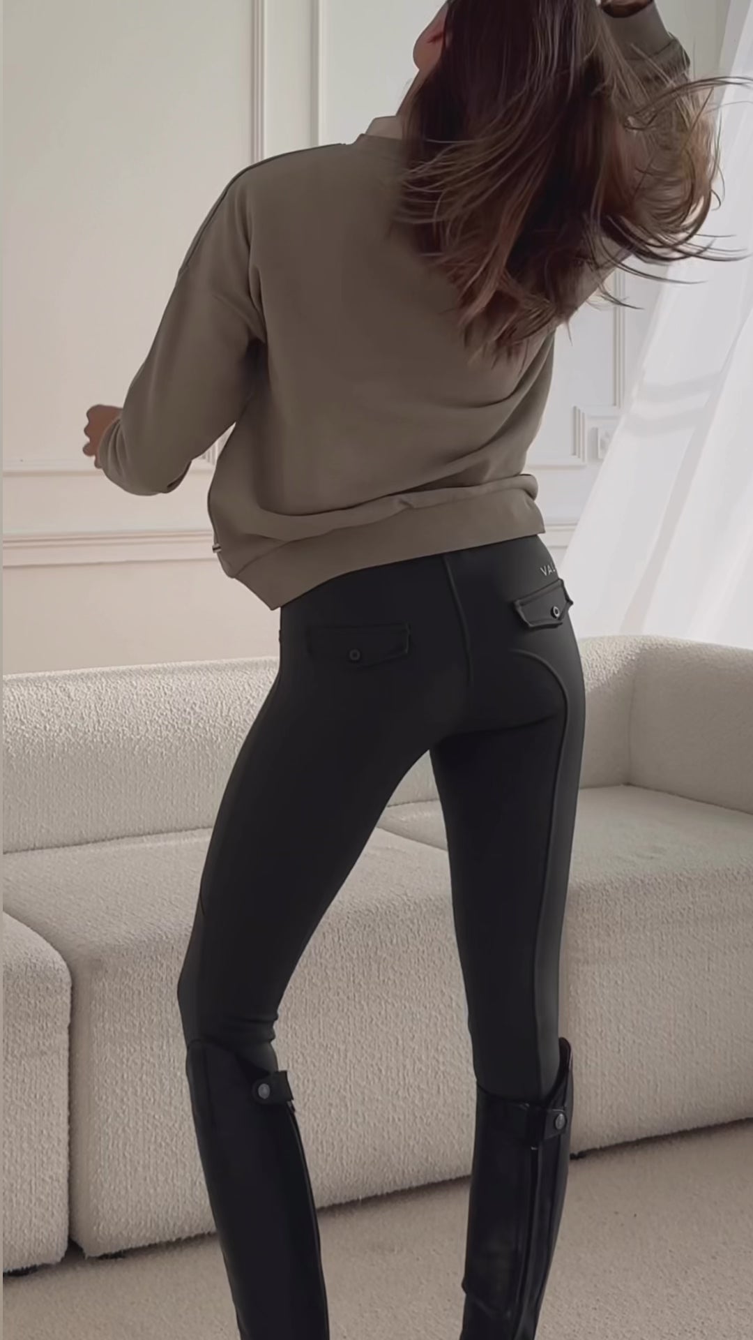 Load video: Sculpt And Smooth Riding Breeches - Black